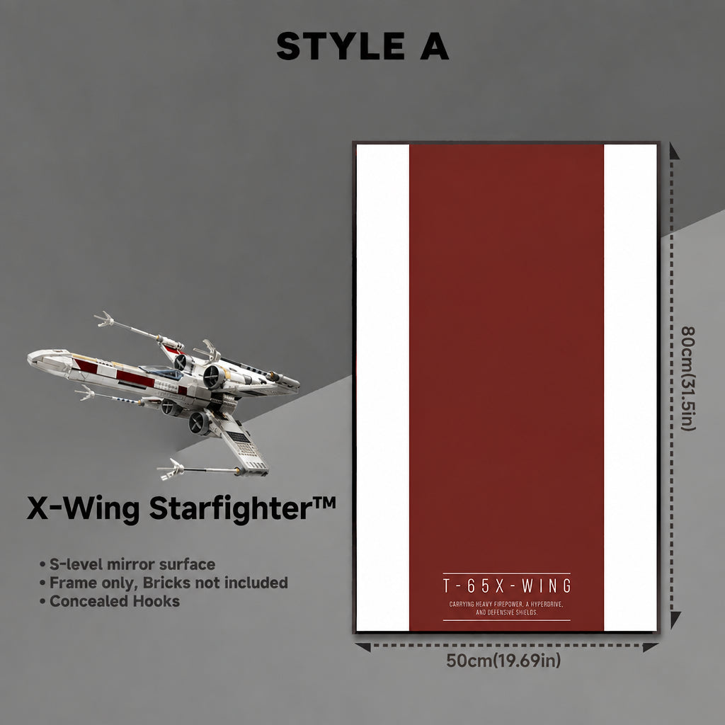Wall-Mount Display frame for LEGO® STAR WARS X-Wing Starfighter 75355