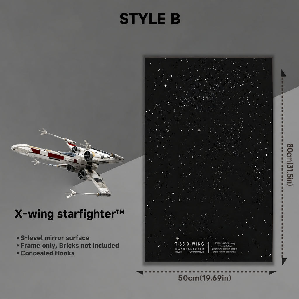 Wall-Mount Display frame for LEGO® STAR WARS X-Wing Starfighter 75355