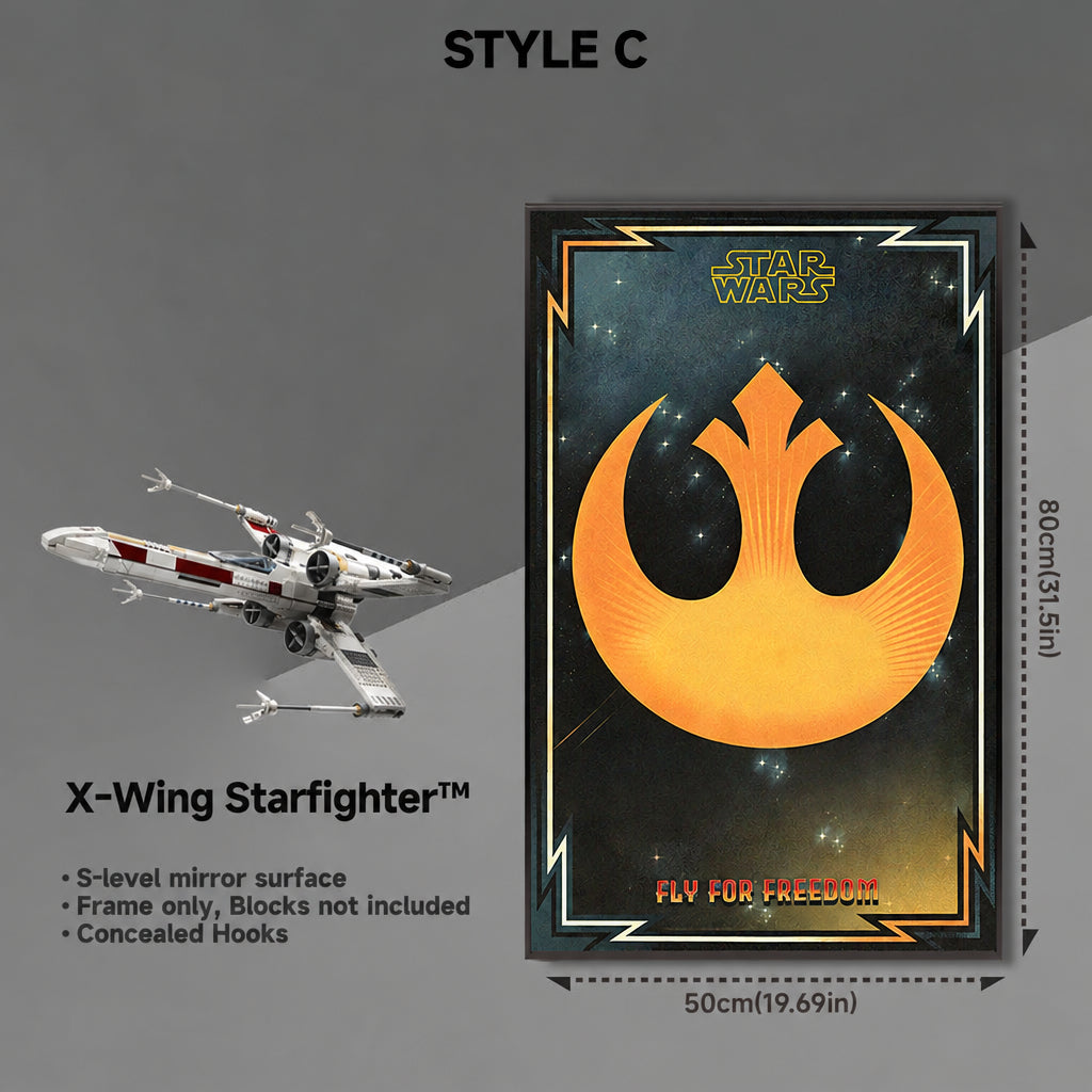 Wall-Mount Display frame for LEGO® STAR WARS X-Wing Starfighter 75355